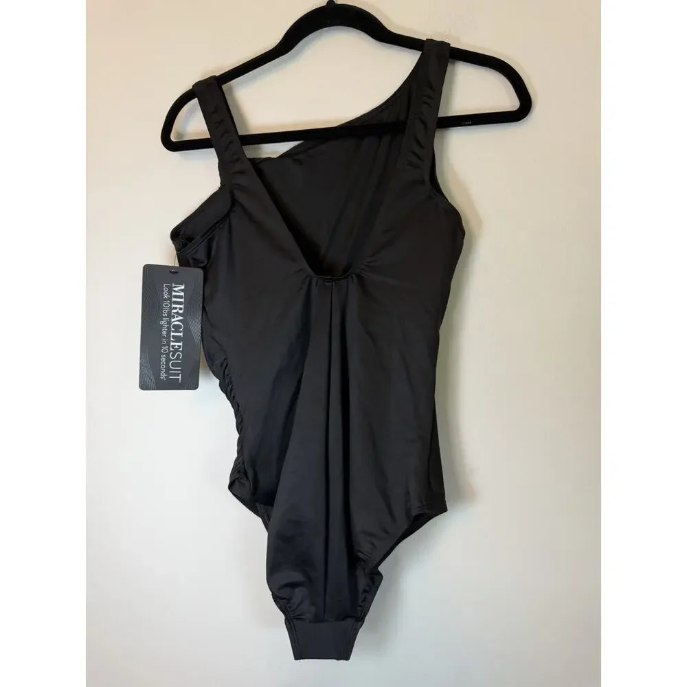 New Miraclesuit Rock Solid Avra Underwire One-Piece Swimsuit Black 14 NWT $180